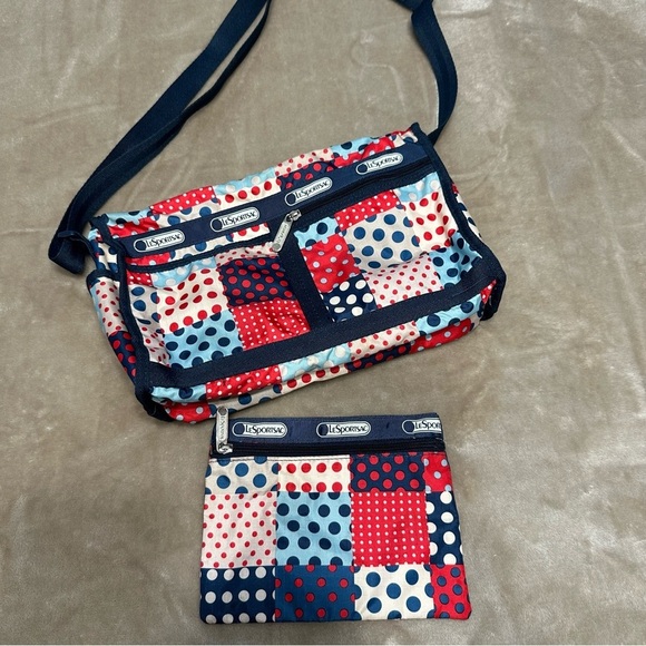 LeSportsac Adjustable Strap Americana Patchwork Bag Purse - Picture 1 of 16